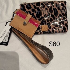 Consuela Leopard and Pink Wristlet Set